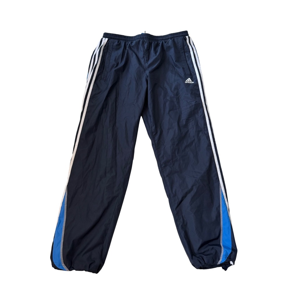 Adidas‎ Mens Navy Blue Windbreaker Track Pants Mesh Lined 3-Stripe Size Medium